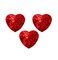 Set of 3, 1" Small Red Sequin Heart, Valentine, Embroidered, Iron on Patch